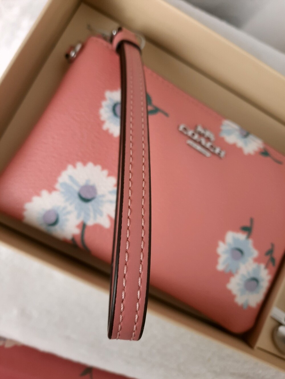 Coach Pink Floral Wristlet Pouch with Charm - Picture 6 of 13